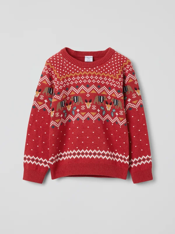 Polarn O. Pyret - Knitted Christmas sweater - red - Size: 104 - Children's clothing 3-4 Years