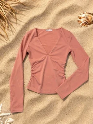 Rosa v-ringad topp