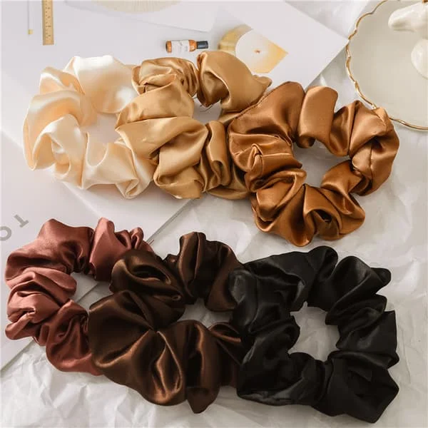 6 st Scrunchies för Kvinnor och Flickor, Satin Hårelastik Tjocka Hårsnoddar, Stora Scrunchies Mjuka och Silkeslena Scrunchies Hästsvanshållare 