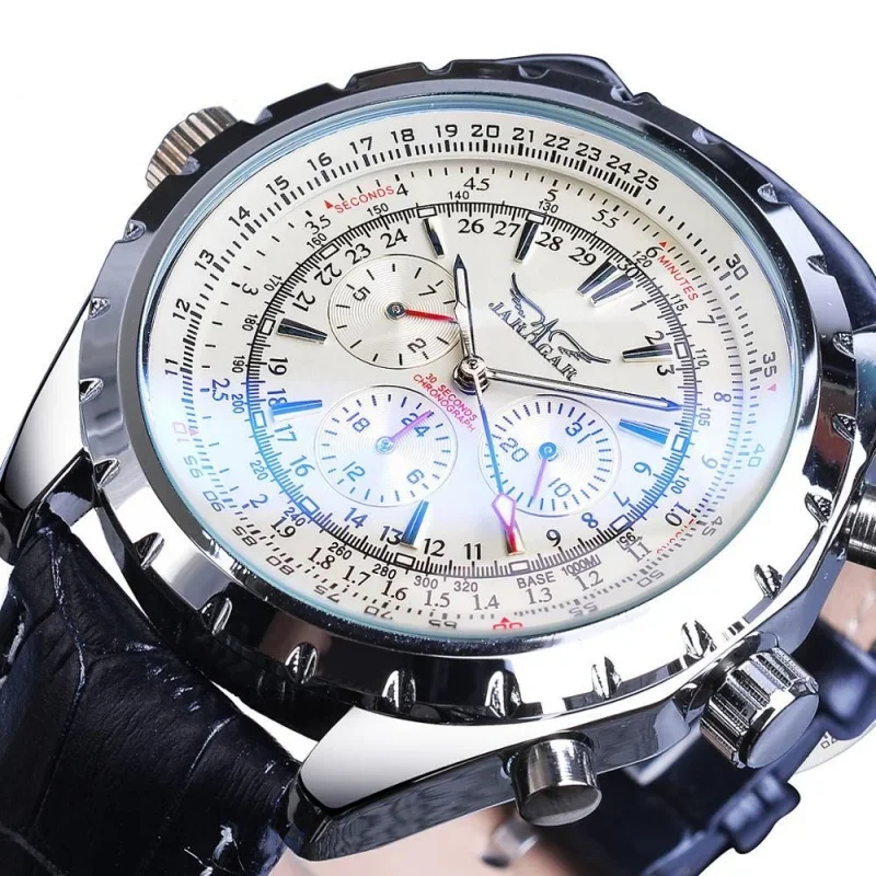 AliExpress - JARAGAR 212 Elegante automatische mechanische Uhren für Herren, ausgehöhltes Zifferblatt, Chronograph, leuchtende multifunktionale Herren