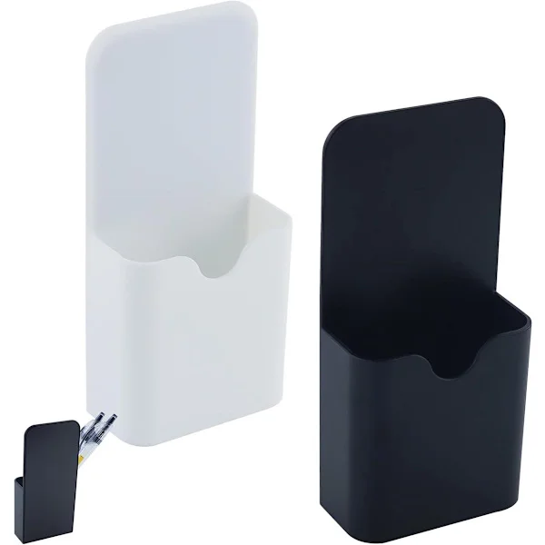 2-pack magnetisk pennhållare - magnetisk markörhållare - whiteboard - kylskåp - markörhållare för metallytor (svart och vit)