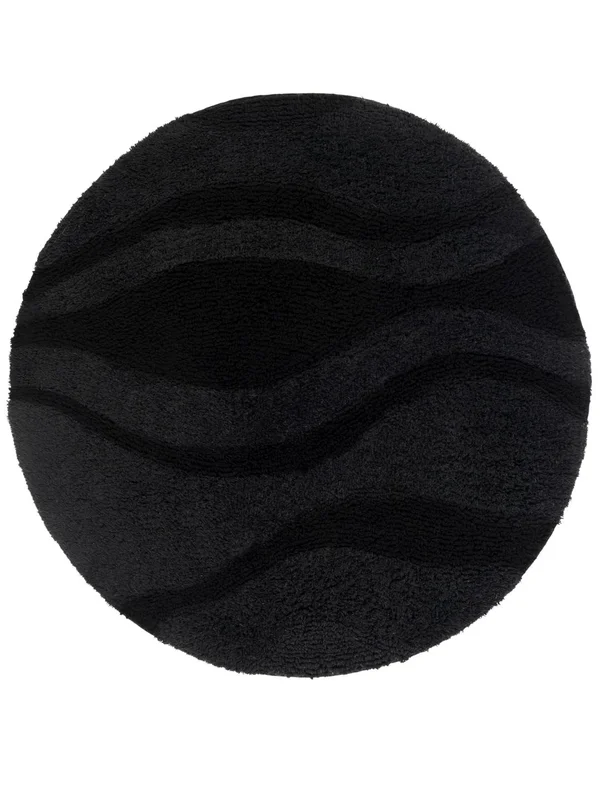 Breeze Bath Mat Round Ø 90 Black Cotton Washable