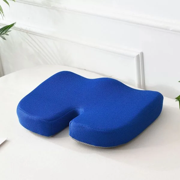 Office Chair Seat Cushion Memory Foam Coccyx Pain Relief Back Support Cushion Non-Slip Seat Pad for Office Desk, Gaming Chair Blue 45*45cm