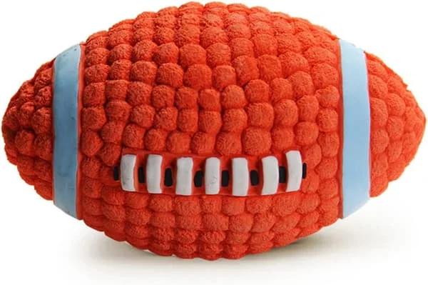 Rugbyboll för hund - Hundleksaker med ljud - 14 * 8 cm - Hundboll med ljud - Pipande leksaker för hundar - Tuggleksaker för hundar - M