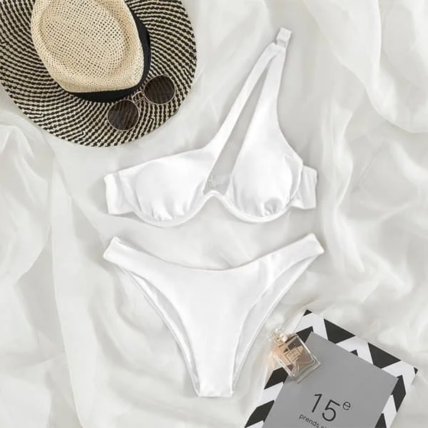 Bikini baddräkt Tvådelad bikini VIT-L VIT-L