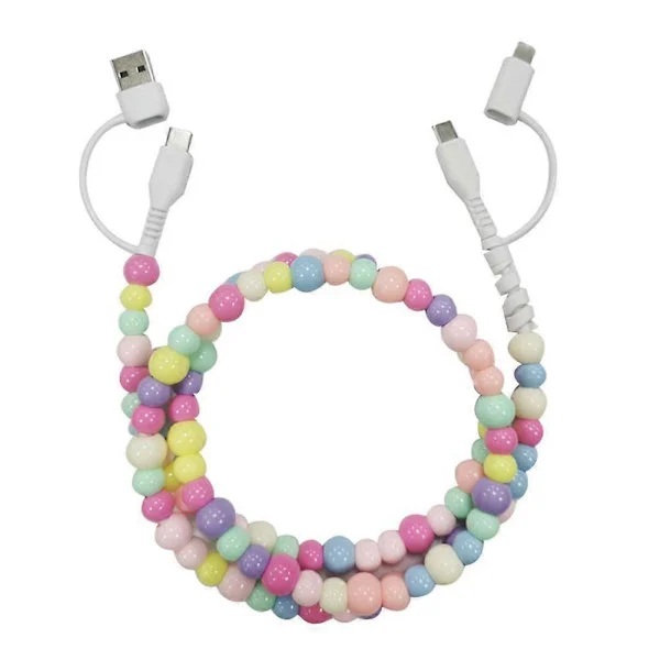 Ladekabler med perler, 4-i-1 ladekabel med perler Hurtigladekabel fargede perler colored.beads