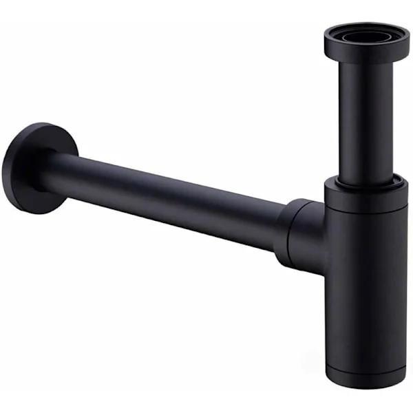 Blandet Messing Vaskesifon, Universal Sifon med 200 mm Forlængerrør, 1 1/4 x 32 mm Justerbar Lugttæt Lækagesikker Sifon, Mat Sort