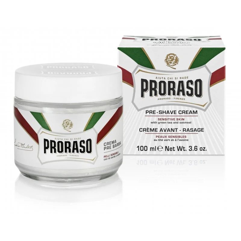 Crema pre barba per pelli sensibili con tè verde 100 ml per uomini - Creme e saponi da barba