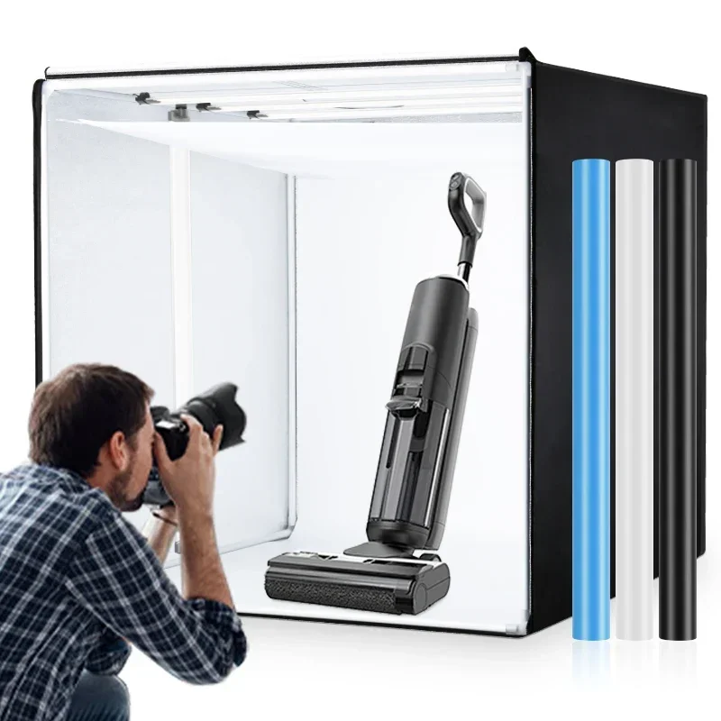 AliExpress - Grande boîte à lumière pour photographie, boîte à photos professionnelle avec 4 panneaux LED CRI 95 +, stand Photo de table, Kit de tente