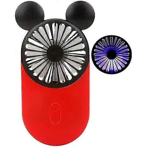 Søt Personlig Mini Vifte, Håndholdt & Bærbar USB Oppladbar Vifte med Vakkert LED Lys, 3 Justerbare Hastigheter, Bærbar Holder, for Innendørs [D]