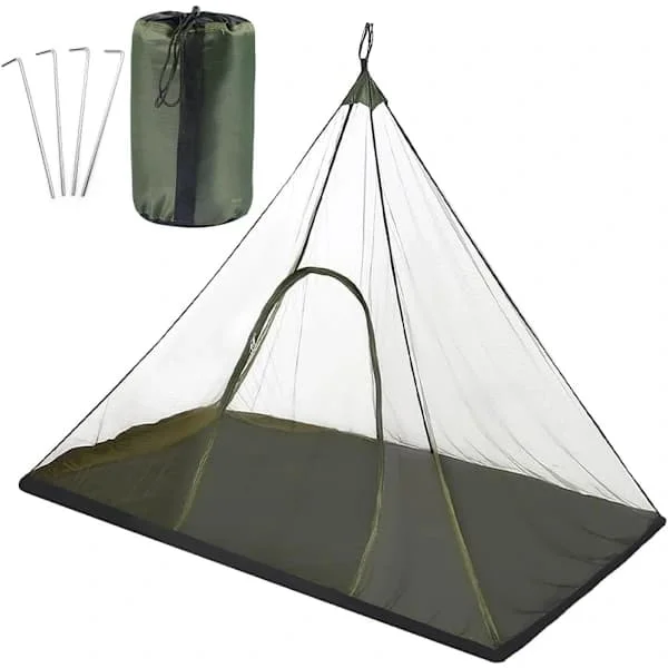 Camping Myggnät 220 x 120 x 100 cm, Myggnätstält med Förvaringsväska, Bärbart och Lätt Resemyggnät