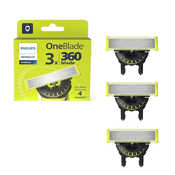 Philips Norelco OneBlade 360-terä, alkuperäinen vaihtoterä OneBlade-sähköparranajokoneeseen ja -trimmeriin, trimmaa ja ajaa, QP430/80
