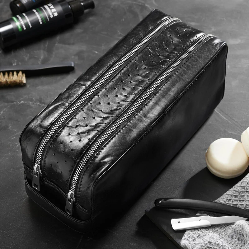 Beauty case Jasper nero con doppia cerniera per uomini - Beauty case