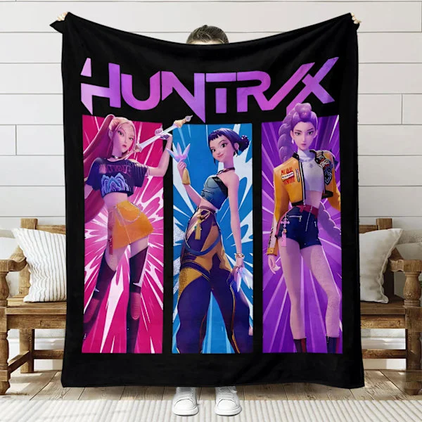 Huntrix K-Pop Printet Tæppe | Flannel Plaid til Sofa & Seng (Anime Tema)]SNT065]150+200cm SNT065 SNT065