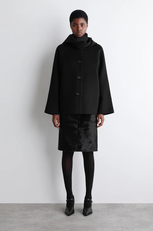 COS Double-Faced Wool Scarf Short Jacket in Black - Women