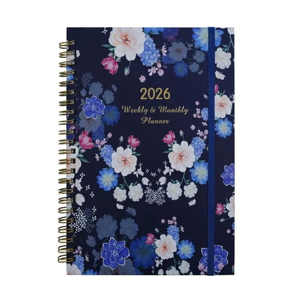 Kalender 2026 12-månadersplanerare, personlig organisatör med månatliga mål, att-göra-lista, vane tracker