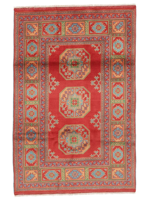 Tapis Afghan Fine 120X176 Marron/Rouge Foncé (Laine, )