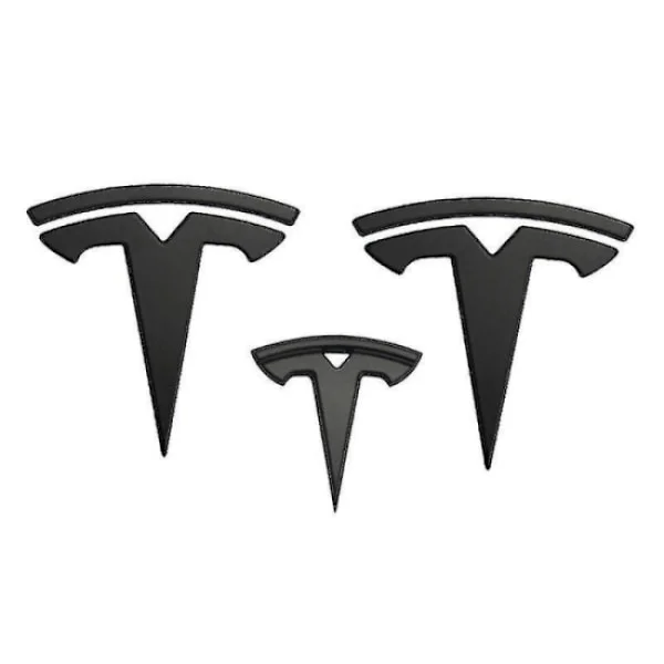 3x Matt Svart T-Logo Panser Emblem Tesla Model Y
