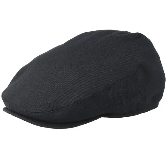 Kangol - Washed Cap Black Flat Cap Flatcap Black Cap - @ Hatstore