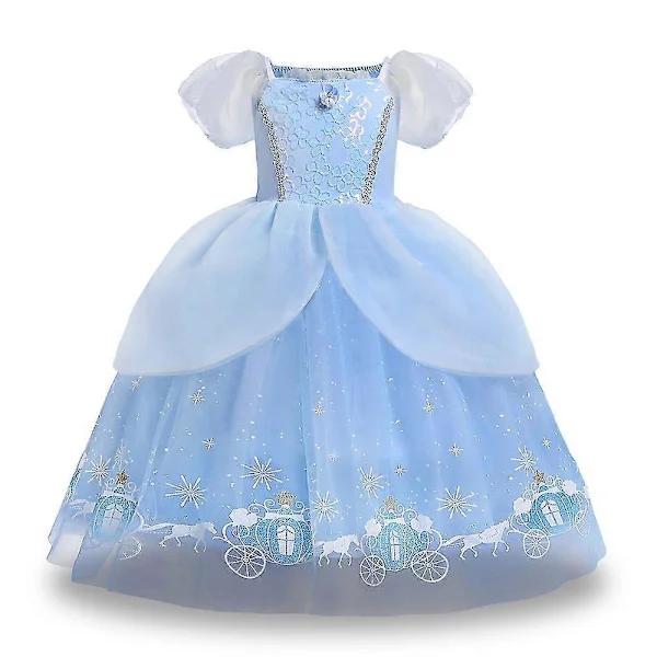 [LCS] Barn Jenter Prinsesse Puffermet Kjole Fancy Fest Askepott Tyll Tutu Kjole