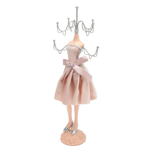 Mannequin Dukke Ring Tårn Prinsesse Kjole Opbevaring Butterfly Mannequin Dukke Halskæde Model med Sølv Stand Pink