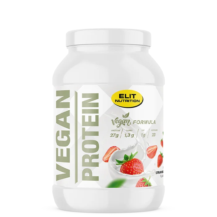 Vegansk protein Elit Nutrition ELIT VEGAN Protein Laktosefrit proteinpulver 750 g, Strawberry - Bodyman.dk