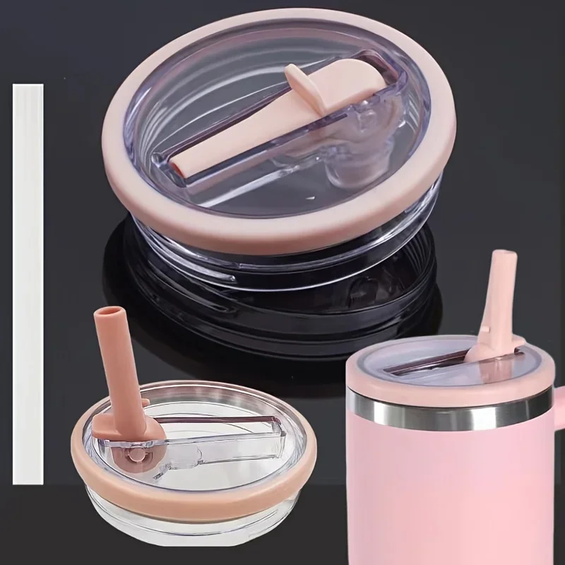 AliExpress - 40-Unzen-Becher mit flachem Boden, Flip-Strohhalm-Abdeckung, Ersatz für Stanley Quencher, Stanley Cup auslaufsichere Becherabdeckung mit 