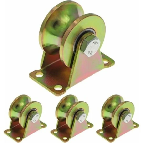 Set of 4 U-Groove Wheels, 50mm – Galvanized Steel – Load Capacity 300kg – For Sliding Gates and Industrial Machinery
