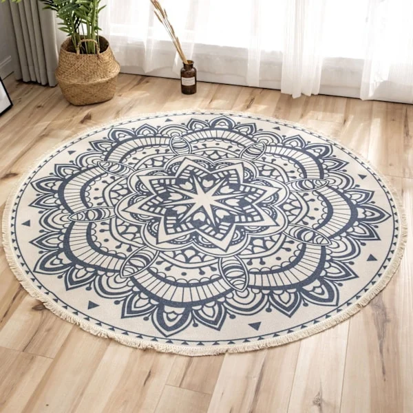 Outdoor Rug Mandala Round Rug 120cm Washable Cotton Rug