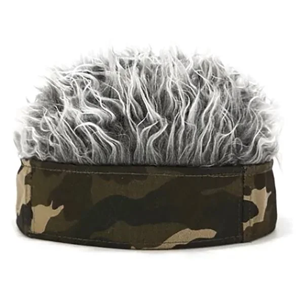 Camouflage Grey Adjustable Size Funny Short Hair Wig Headband for Men