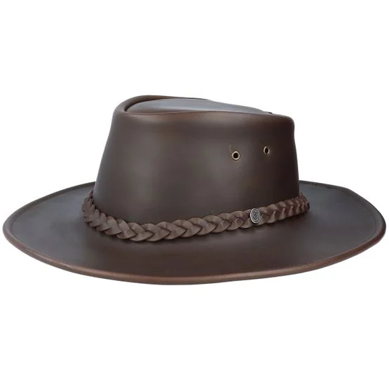 Jaxon & James - Brun traveler Hat - Crushable Leather Outback Hat Brown Traveler @ Hatstore