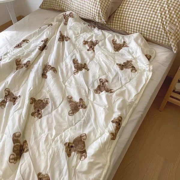 Björnmönster Lätt Sommartäcke Luftkonditionering Filt 150x200cm