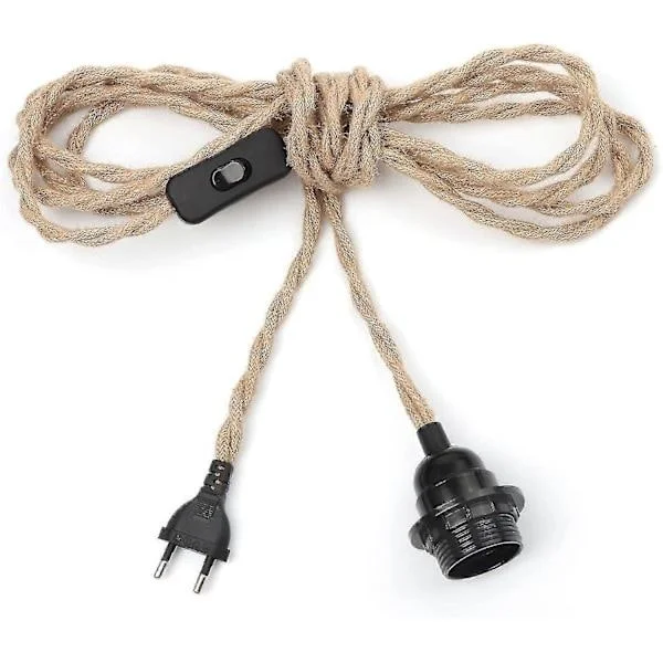 Hamparepslampa Kabel 4,5m, E27 Sockel med Strömbrytare, För DIY-lampa Pendellampa Industriell Pendellampa Glödlampa
