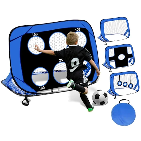 4-i-1 Hopvikbart Fotbollsmål, Fotbollsmål Hopvikbart, Bärväska, Bärbar Fotbollsmål med Prickskytteduk,120×80×80cm