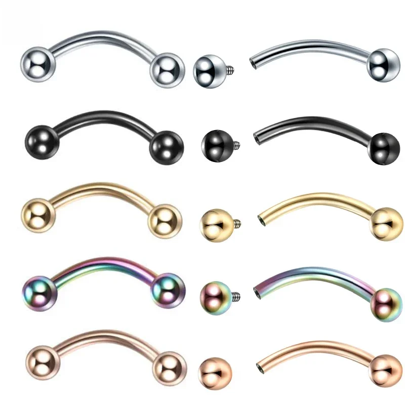 AliExpress - 1PC Titan Augenbraue Piercings Gebogene Banane Innengewinde Schmuck Bauchnabel Nabel Ohrring Lippe Zunge Piercings 14G 16G