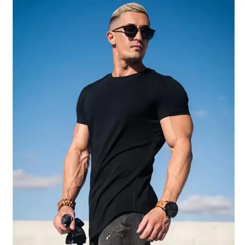 AliExpress - Muskeltraining T-Shirt Herren Sommer Workout Kurzarm T-Shirt Hochwertige Baumwolle Fitness Herren T-Shirt Gym Einfarbig Tops