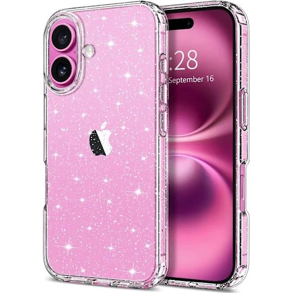 Glitter Klart Skal För iPhone 16 E Pro Max 16e 15 Plus 14 13 Mini 12 11 SE 2022 2020 Kvinnor Flickor Glittrigt Telefonskal Tillbehör