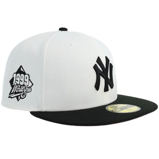 New Era - MLB Bílá fitted Kšiltovka - Hatstore Exclusive x New York Yankees 59FIFTY 99 World Series White-Black Pink Fitted @ Hatstore