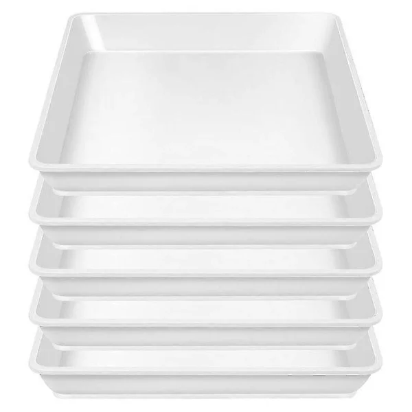 Hot tilbud til lav pris! 5 stk. Firkantede blomsterkrukkeunderfade i plast opsamler overskydende vand og jord til indendørsplanter, hvide 10 tommer - 