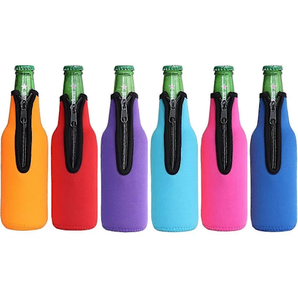 6-pack neoprenisolerade flaskhylsor för 35 cl flaskor, hållbar hållare för öl, läsk och vatten