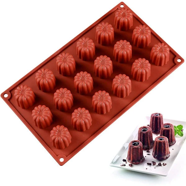 18 X Silikon Mini Cannelé Form - Cannelé Bakeform - Silikon Bakeform - Diameter 3,5 mm - Non-stick - Cannelé Former - Cannelé Muffinsformer