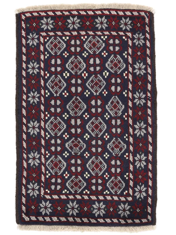 Hand Knotted Baluch Rug 65X99 Oriental Wool Black/Dark Red Small