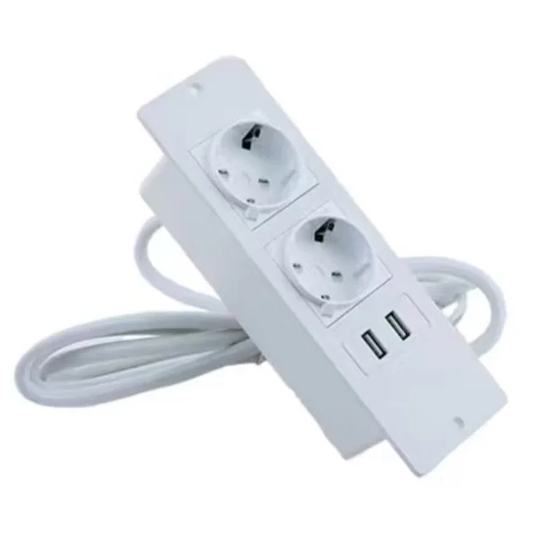 USB 3-portars hubb med inbyggt eluttag för skrivbord, konferensbord, kontor, hem [HK]