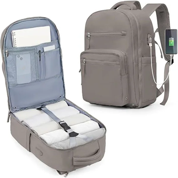 Large Travel Backpack, Unisex, 14 Inch Laptop Backpack, Flight Approved, Waterproof Travel Bag with USB Charging Port