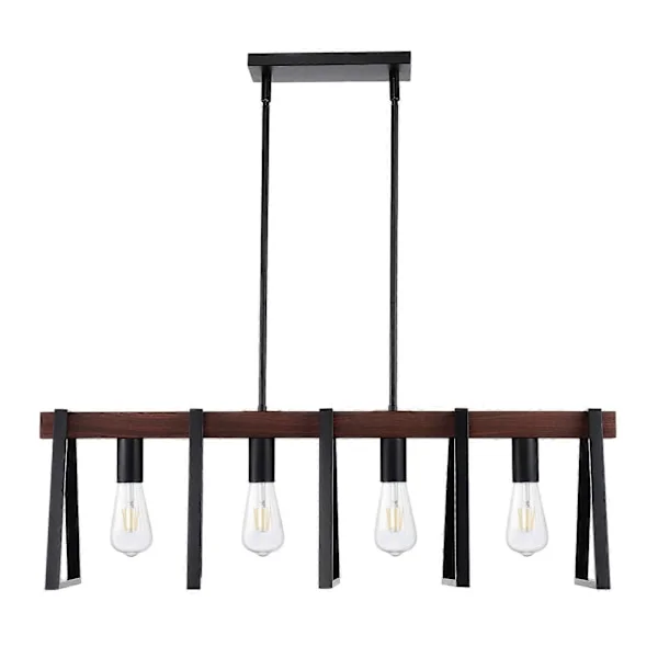 【BQ】4-ljus köksö-pendellampa, 60W, justerbar matrumslampa med 2 x 6' och 6 x 12' stänger