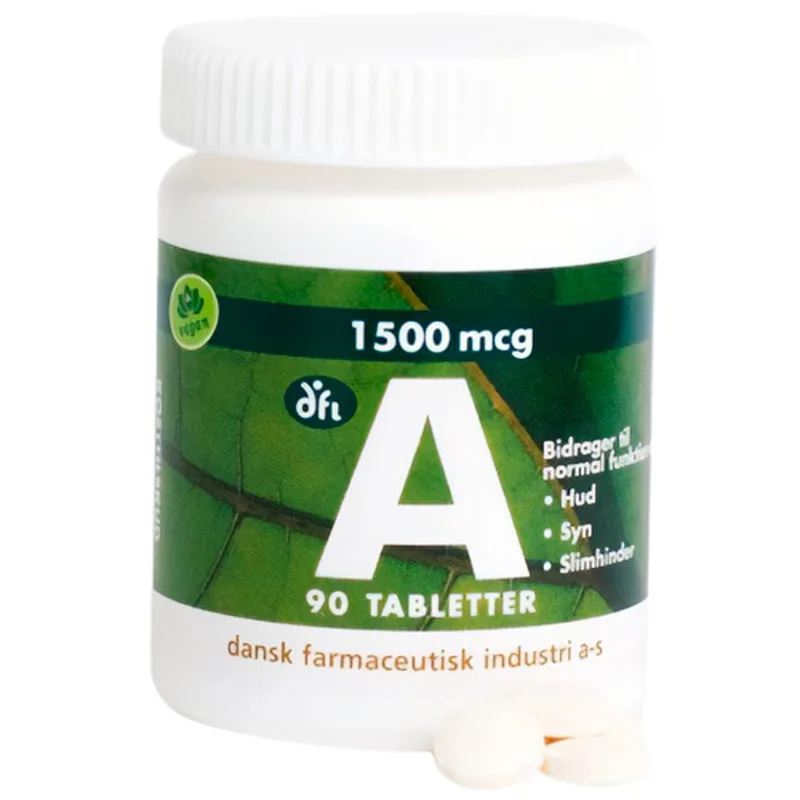 3 for 2 - Dansk Farmaceutisk Industri A-vitamin 1500 mcg 90 tabl., Helse & Madvarer, Vitaminer, A-vitamin