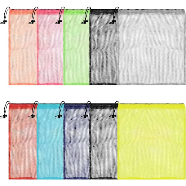Mesh Laundry Bags (10 Pcs) - Multicolor Laundry Bags for Travel & Drawstring Laundry Bags