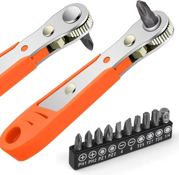 Skralletrekker, Magnetisk Skrutrekker, Mini 1/4 Skralle, 1/4 " Høyt Dreiemoment, Mini Reversibel Offset Skrutrekker