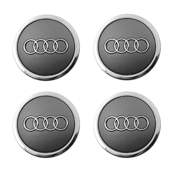 4-pack grå centrumkapslar med kromkant för AUDI 60mm-FY-