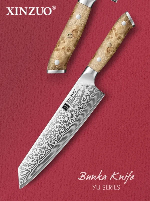 AliExpress - XINZUO 8,27 Zoll Bunka-Kochmesser aus Damaststahl, 67-lagiges Super Steel Figured Sycamore-Griff, Messingnieten, Geschenkbox